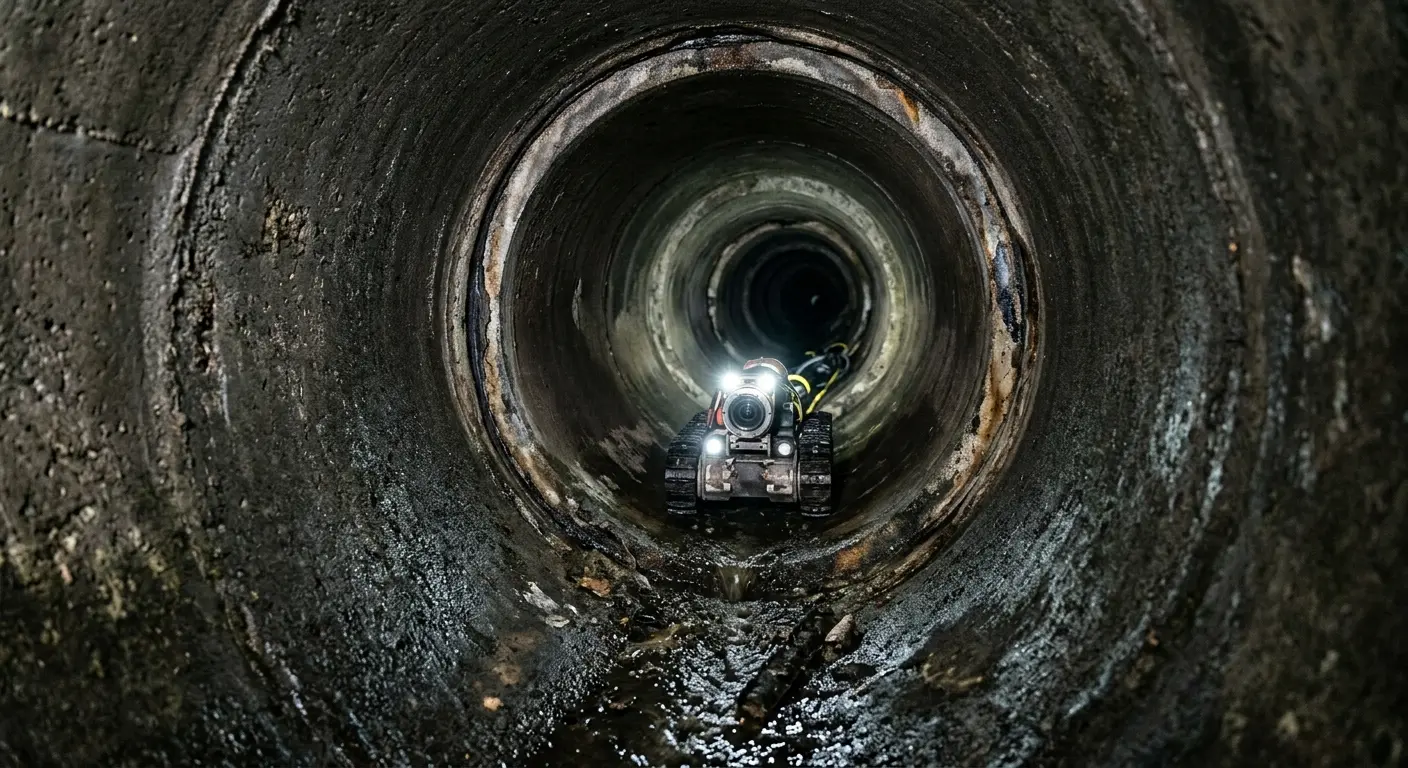 Robotic sewer camera inspecting pipe interior for Sewer Line Repair in La Grange Park